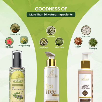 Rosemary Premium Hair Oil + Tea Tree Shampoo + Coconut Cream Conditioner