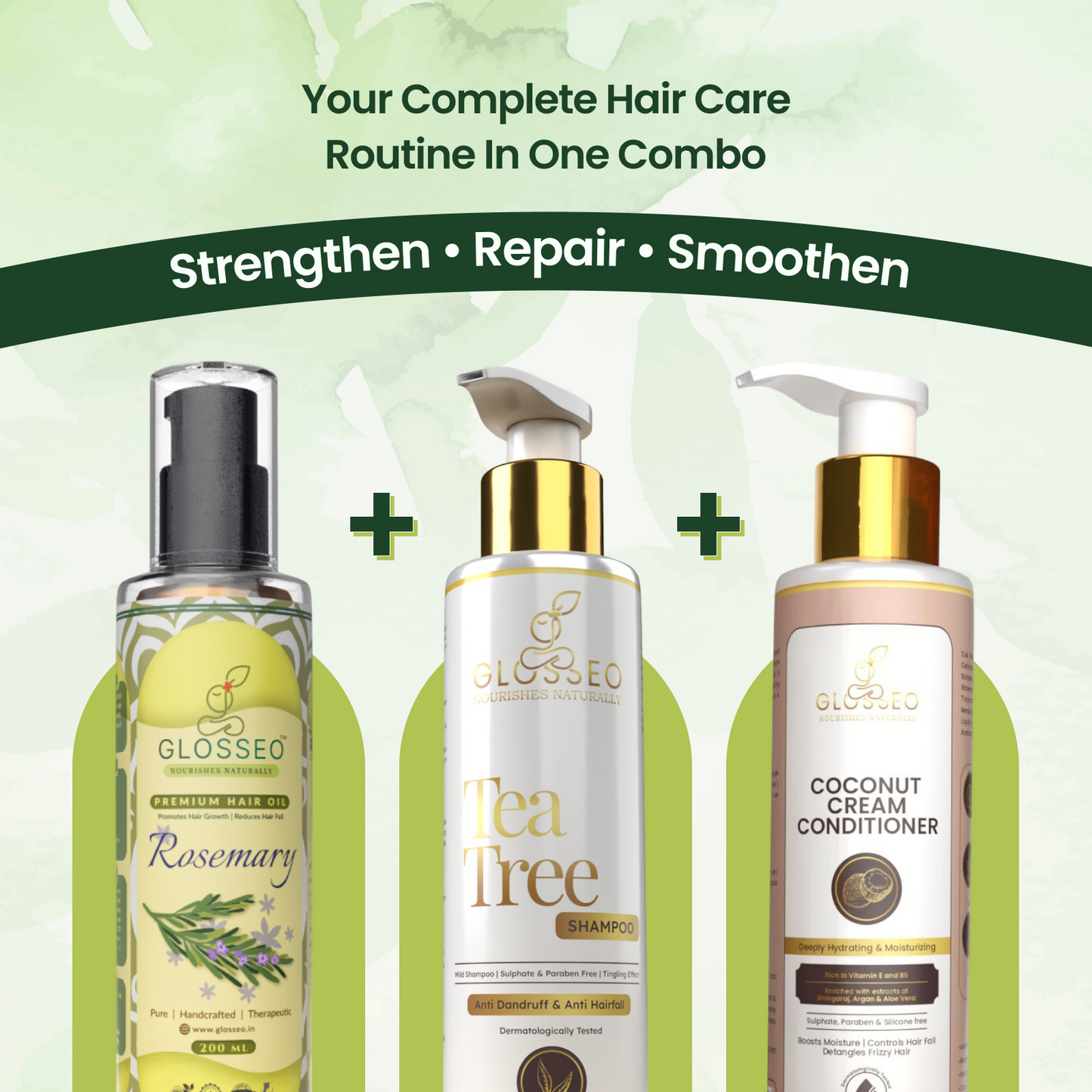 Rosemary Premium Hair Oil + Tea Tree Shampoo + Coconut Cream Conditioner