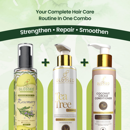 Rosemary Premium Hair Oil + Tea Tree Shampoo + Coconut Cream Conditioner