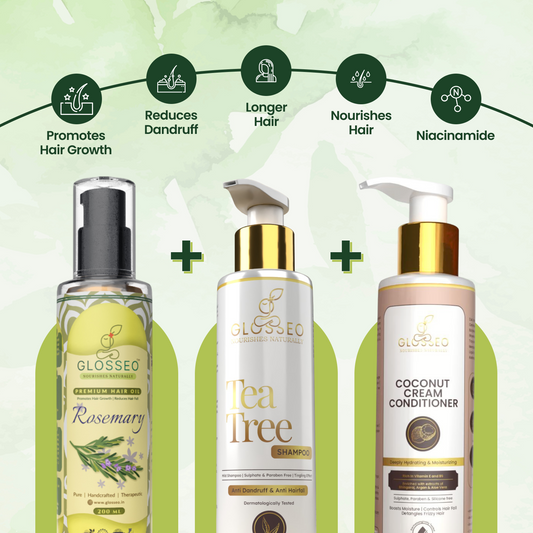 Rosemary Premium Hair Oil + Tea Tree Shampoo + Coconut Cream Conditioner