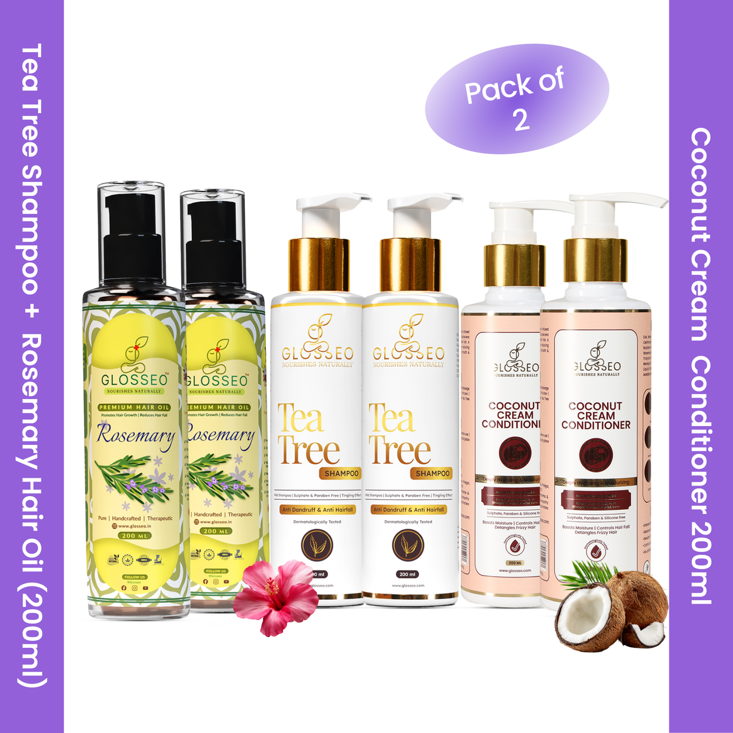 Hair Care Kit - Hair Oil + Shampoo + Conditioner (200 ml + 200 ml + 200 ml)
