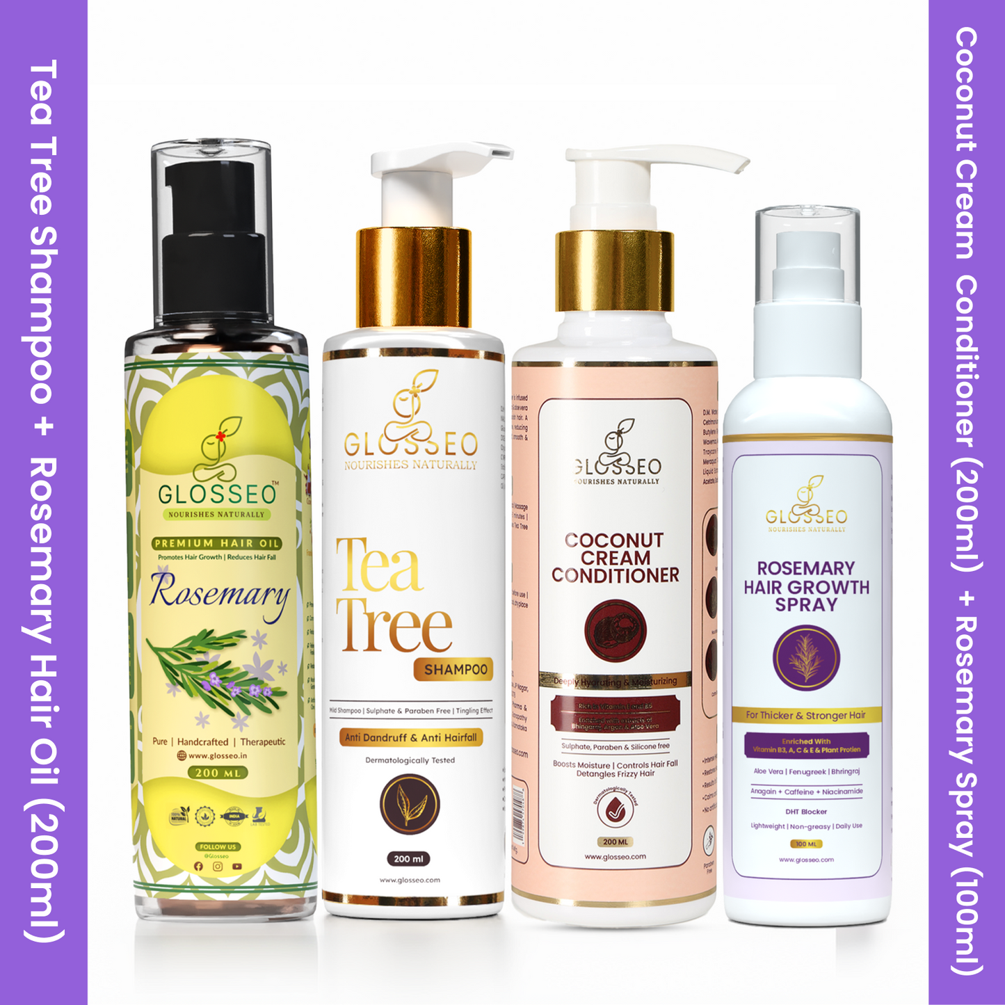 Premium Hair Care Kit (Hair Oil + Shampoo + Conditioner + Hair Growth Spray (200 ml + 200 ml + 200 ml + 100 ml)