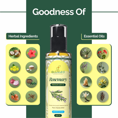 Rosemary Premium Hair Oil & Tea Tree Shampoo (Double Combo) - GLOSSEO#