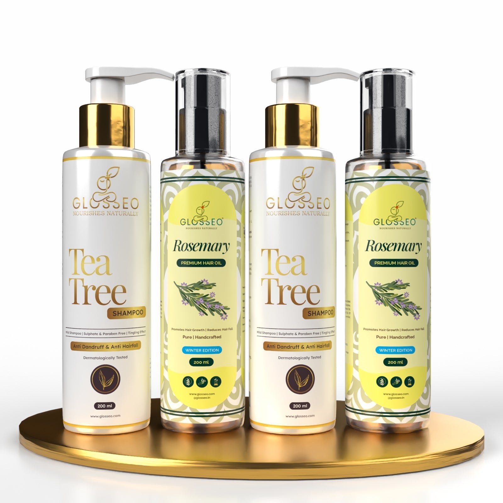 Rosemary Premium Hair Oil & Tea Tree Shampoo (Double Combo) - GLOSSEO#